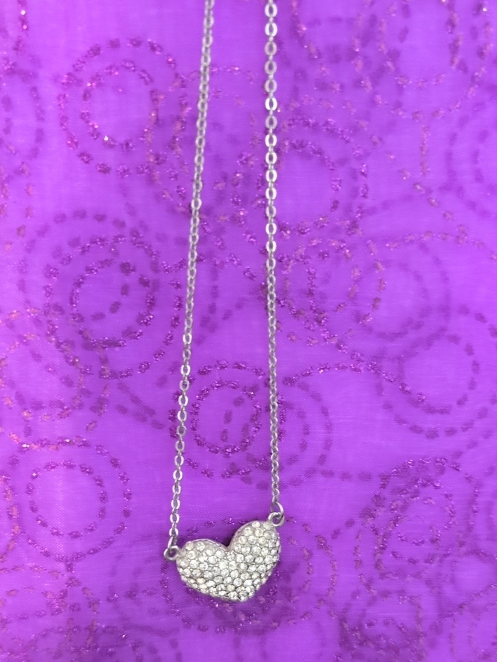 Crystal Pavé Heart Pendant Necklace - Silver